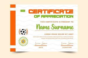 calcio torneo sport evento certificato design modello facile per personalizzare vettore