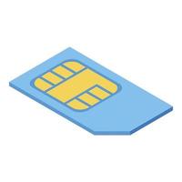 cellulare sim carta icona, isometrico stile vettore