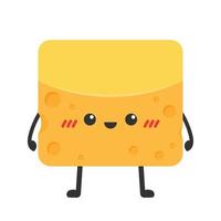 carino contento formaggio carattere. divertente cibo emoticon nel piatto stile. latteria emoji vettore illustrazione.