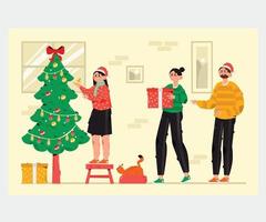 Natale albero decorazione sfondo illustrazione vettore