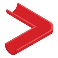rosso grondaia tubo icona, isometrico stile vettore