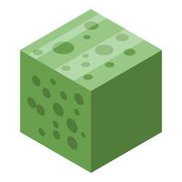 dolce verde cubo icona, isometrico stile vettore