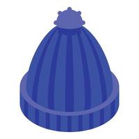 blu lana cappello icona, isometrico stile vettore