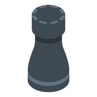 nero scacchi torre icona, isometrico stile vettore