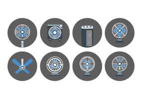 Ventola e set di icone del ventilatore vettore