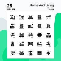25 casa e vivente icona impostato 100 modificabile eps 10 File attività commerciale logo concetto idee solido glifo icona design vettore