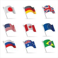 mondo bandiere ufficiale proporzioni piatto vettore impostato