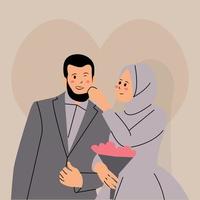 carino musulmano sposa illustrazione vettore