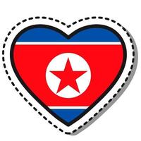 bandiera nord Corea cuore etichetta su bianca sfondo. Vintage ▾ vettore amore distintivo. modello design elemento. nazionale giorno. viaggio cartello.