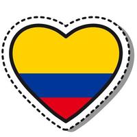 bandiera Colombia cuore etichetta su bianca sfondo. Vintage ▾ vettore amore distintivo. modello design elemento. nazionale giorno. viaggio cartello.