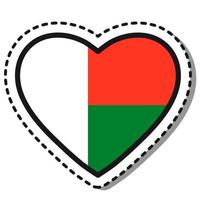 bandiera Madagascar cuore etichetta su bianca sfondo. Vintage ▾ vettore amore distintivo. modello design elemento. nazionale giorno. viaggio cartello.