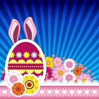 contento Pasqua sfondo con uovo, coniglietto orecchie. colorato celebrazione primavera design. vettore