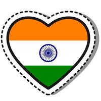 bandiera India cuore etichetta su bianca sfondo. Vintage ▾ vettore amore distintivo. modello design elemento. nazionale giorno. viaggio cartello.