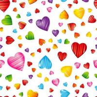 modello di cuori a strisce colorate. San Valentino, matrimonio, romantico sfondo senza soluzione di continuità, illustrazione di disegno vettoriale. vettore