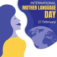 illustrazione vettore grafico di un' donna è sorridente, mostrando un' globo, Perfetto per internazionale giorno, madre linguaggio giorno, celebrare, saluto carta, ecc