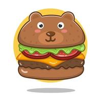 vettore orso formaggio hamburger cartone animato illustrazione. piatto cartone animato stile