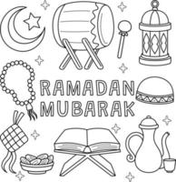 Ramadan mubarak colorazione pagina per bambini vettore