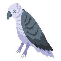 nero bianca pappagallo icona, isometrico stile vettore