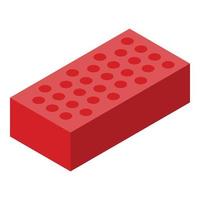 rosso mattone icona, isometrico stile vettore