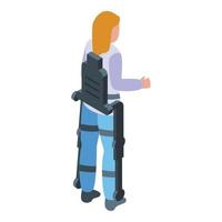 donna esoscheletro icona isometrico vettore. robot completo da uomo vettore
