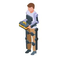 umano esoscheletro icona isometrico vettore. robot completo da uomo vettore