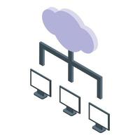 pc Rete nube icona isometrico vettore. Internet dati vettore