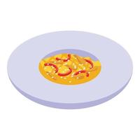 wok menù piatto icona, isometrico stile vettore