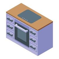 cucina forno mobilia icona, isometrico stile vettore