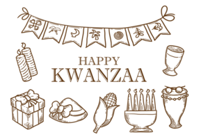 Vettore disegnato a mano delle icone di Kwanzaa