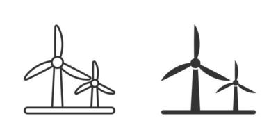 vento energia pianta icona nel piatto stile. turbina vettore illustrazione su bianca isolato sfondo. aria energia cartello attività commerciale concetto.