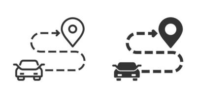 auto destinazione icona nel piatto stile. auto navigazione vettore illustrazione su bianca isolato sfondo. individuare posizione attività commerciale concetto.