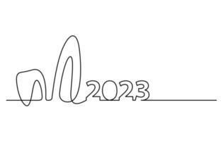 anno di il coniglio 2023 continuo linea disegno vettore