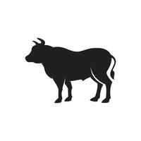 silhouette di un' in piedi mucca vettore
