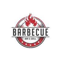 rustico barbecue bar e griglia logo design vettore, Vintage ▾ retrò ristorante distintivo cartello simbolo vettore