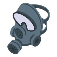 respiratore gas maschera icona, isometrico stile vettore