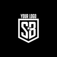 sb iniziale gioco logo con scudo e stella stile design vettore