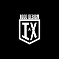 ix iniziale gioco logo con scudo e stella stile design vettore