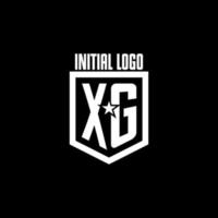 xg iniziale gioco logo con scudo e stella stile design vettore