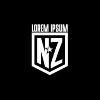 nz iniziale gioco logo con scudo e stella stile design vettore