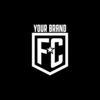 fc iniziale gioco logo con scudo e stella stile design vettore