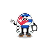 cartone animato portafortuna di Cuba bandiera medico vettore