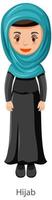 una donna che indossa il personaggio dei cartoni animati di velo tradizionale islamico hijab vettore