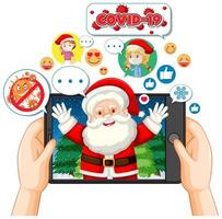 personaggio dei cartoni animati di Babbo Natale su tablet su sfondo bianco vettore