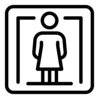 donna gabinetto cartello icona, schema stile vettore