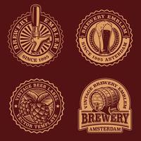 una serie di emblemi di birra vintage in bianco e nero vettore