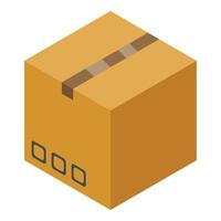 scatola di cartone pacco scatola icona, isometrico stile vettore