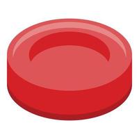 rosso medico pillola icona, isometrico stile vettore