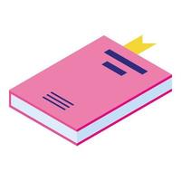 rosa libro icona, isometrico stile vettore