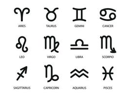 oroscopo simboli. stella costellazioni di 12 zodiaco segni. vettore illustrazione di nero astrologico segni per calendario, oroscopo isolato su un' sfondo