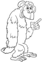 Gorilla Ape Wild Cartoon Animal Character Coloring Book Pagina vettore